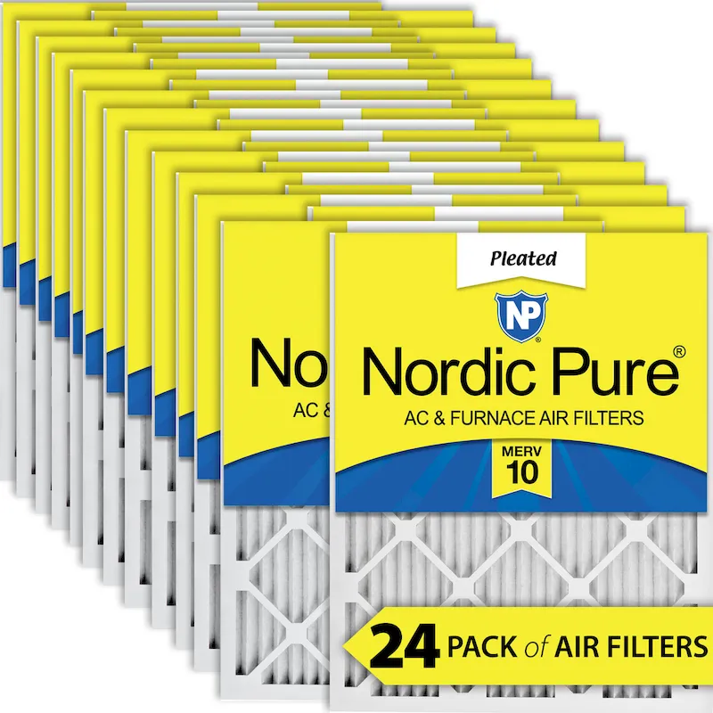 Nordic Pure 10x20x1 (9_1/2x19_1/2) Pleated MERV 10 Air Filters 24 Pack (10x20x1M10-24)