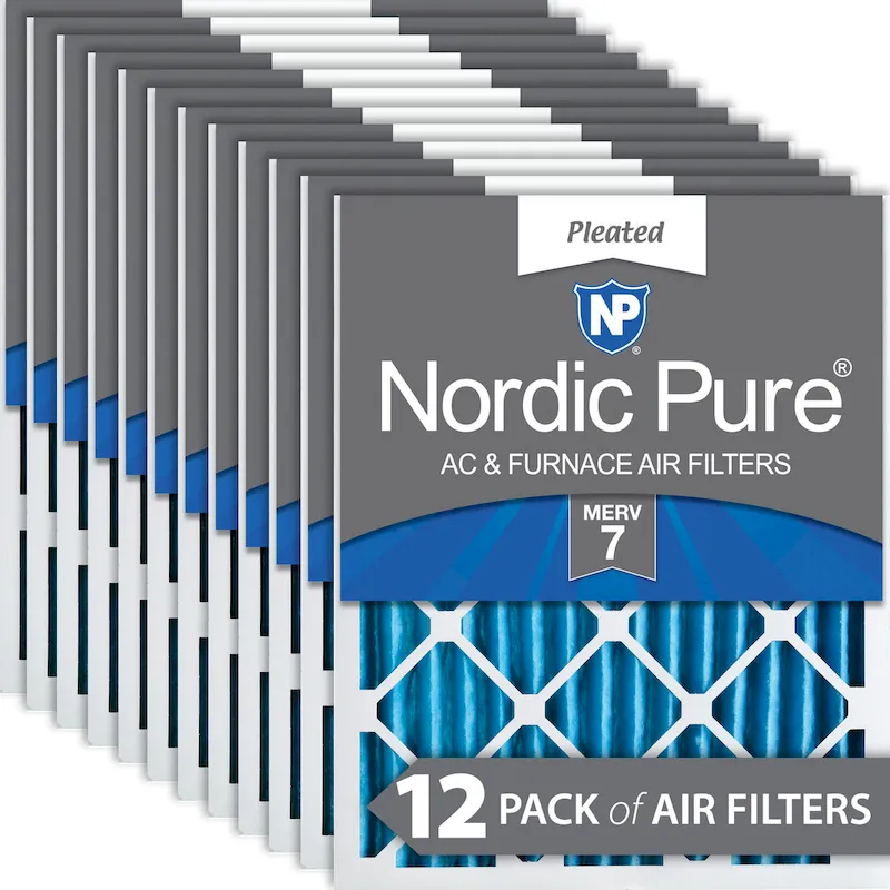 Nordic Pure 18x24x2 Pleated MERV 7 Air Filters 12 Pack (18x24x2M7-12)