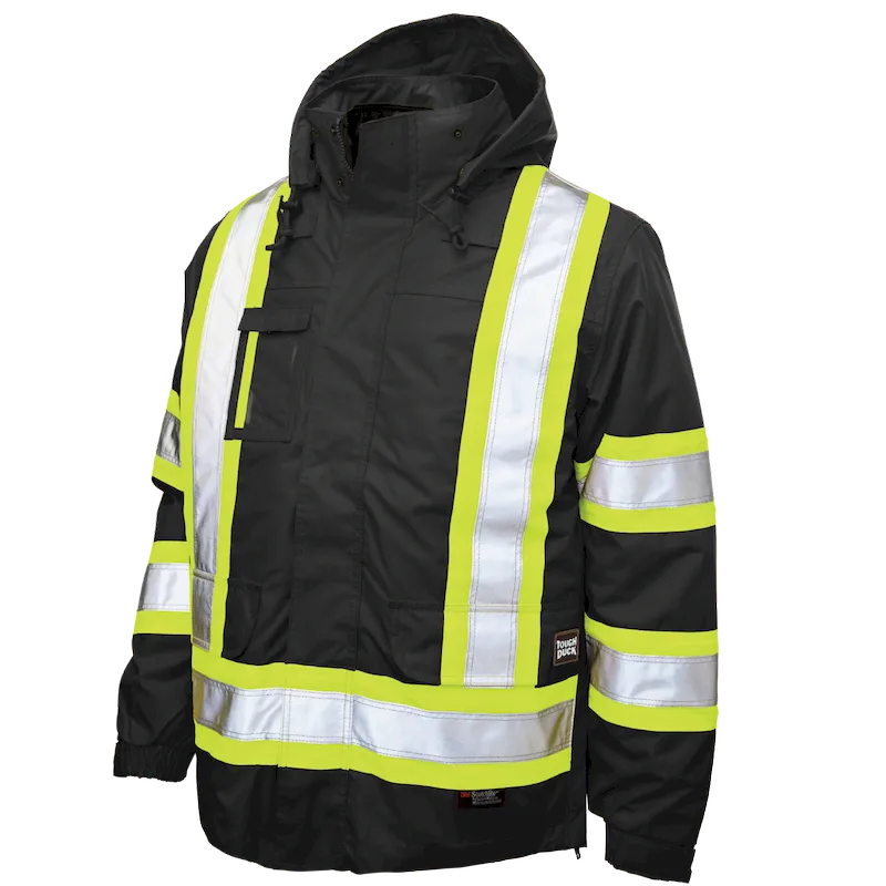 Tough Duck Men's Poly Oxford 5-in-1 Hi-Vis Safety Jacket
