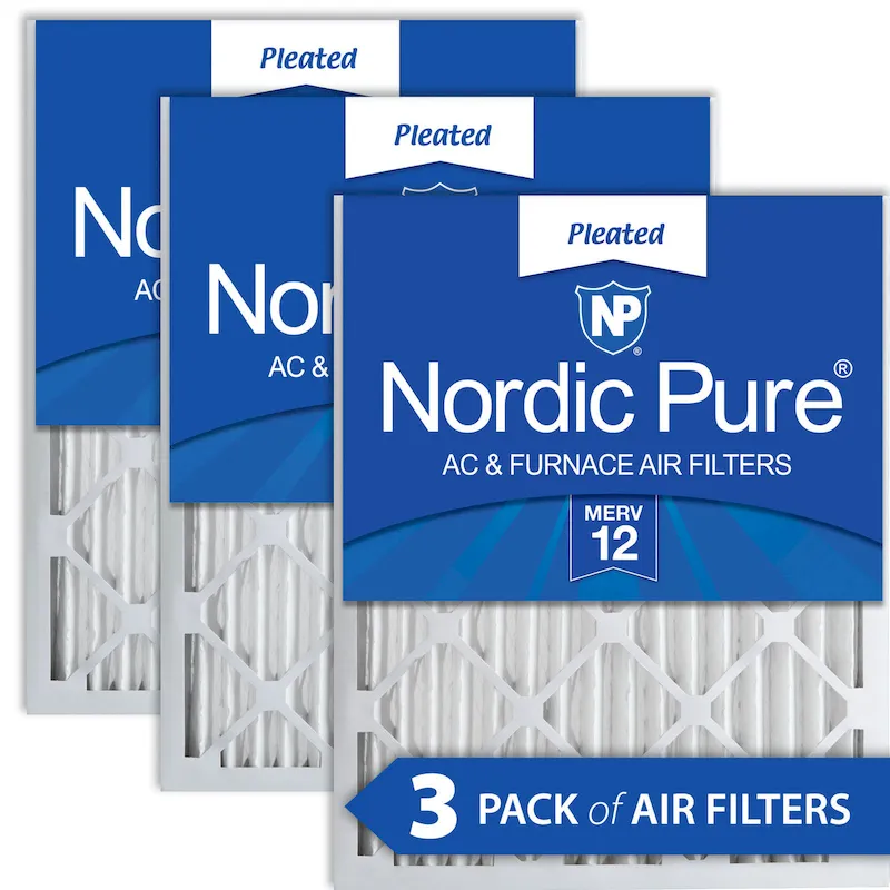 Nordic Pure 12x25x2 Pleated MERV 12 Air Filters 3 Pack (12x25x2M12-3)