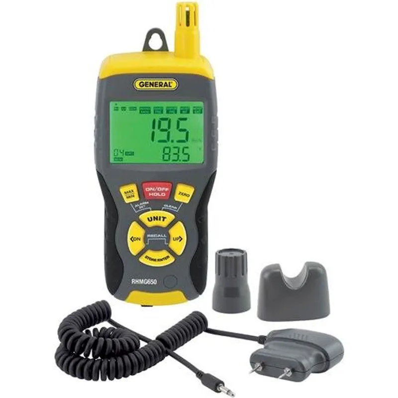 General Tools 9-in-1 Thermo-Hygrometer with Moisture Meter (RHMG650)