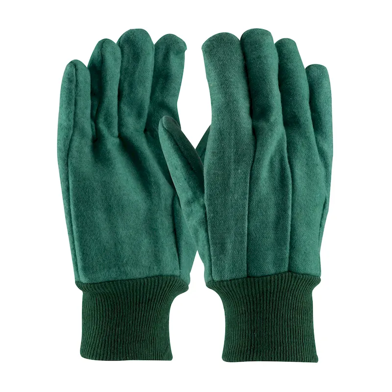 PIP 93-548 Mens Premium Grade Double Layer Palm/Back and Nap-Out Finish Glove, Knitwrist, Green, Pair of 12