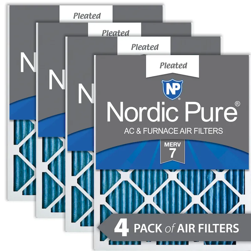 Nordic Pure 10x24x1 Pleated MERV 7 Air Filters 4 Pack (10x24x1M7-4)