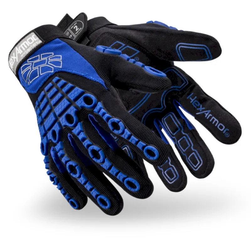 HexArmor Chrome Series 4024 Mechanics Gloves, Blue, 1 Pair