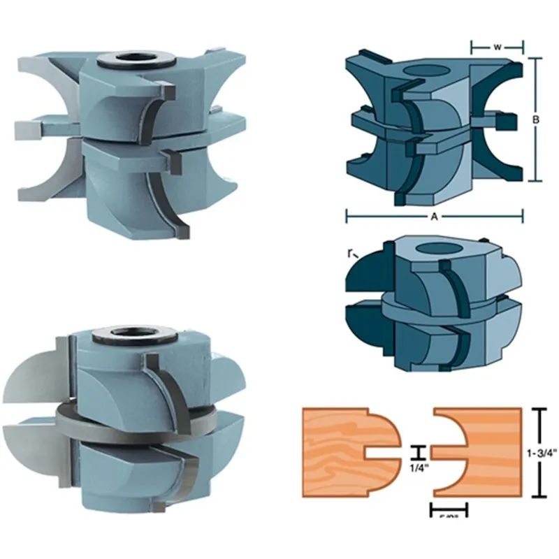 Shop Fox Stile Rail Quarter Round Set Entry Door Router Bits Carbide (DC2187)