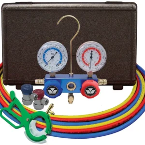Mastercool 98661-PRO Blue R134a and R12 Dual Manifold Gauge Set with 2 Sets 60 Hoses, Manual Couplers & Tap - USA Made