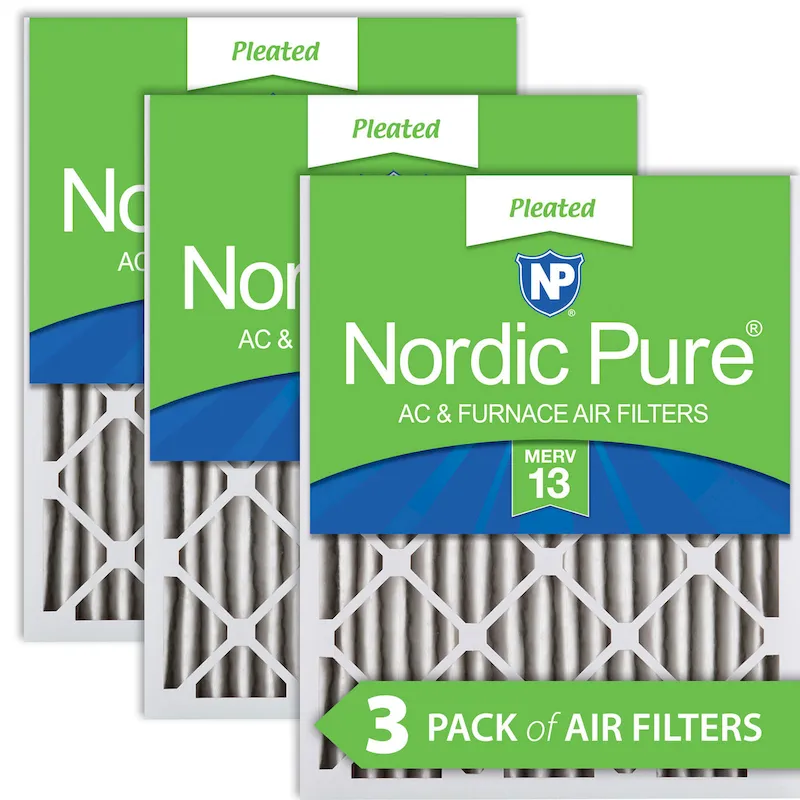 Nordic Pure 12x24x2 Pleated MERV 13 Air Filters 3 Pack (12x24x2M13-3)
