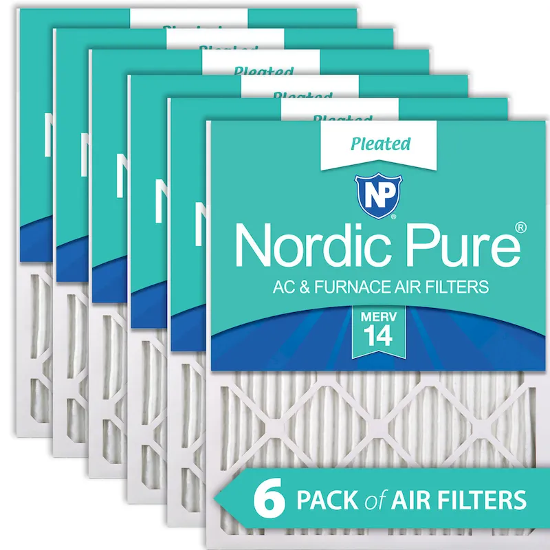 Nordic Pure 12x30x1 (11_7/8x29_7/8) Pleated MERV 14 Air Filters 6 Pack (12x30x1M14-6)